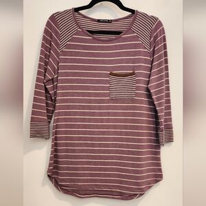 Pink Clover Mauve Striped Long Sleeve Top